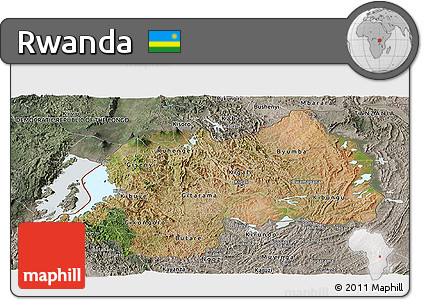 Satellite Panoramic Map of Rwanda, semi-desaturated