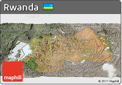 Satellite Panoramic Map of Rwanda, semi-desaturated