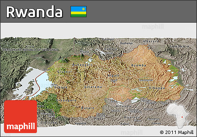 Satellite Panoramic Map of Rwanda, semi-desaturated