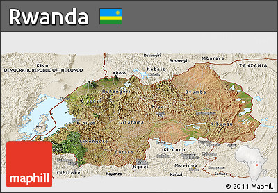 Satellite Panoramic Map of Rwanda, shaded relief outside
