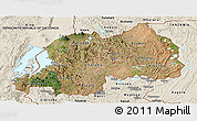 Satellite Panoramic Map of Rwanda, shaded relief outside