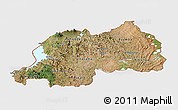 Satellite Panoramic Map of Rwanda, single color outside, bathymetry sea