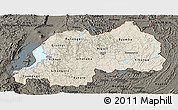 Shaded Relief Panoramic Map of Rwanda, darken, land only