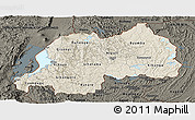 Shaded Relief Panoramic Map of Rwanda, darken