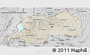 Shaded Relief Panoramic Map of Rwanda, desaturated, land only
