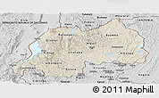 Shaded Relief Panoramic Map of Rwanda, desaturated