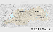 Shaded Relief Panoramic Map of Rwanda, lighten, desaturated
