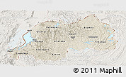 Shaded Relief Panoramic Map of Rwanda, lighten, land only