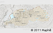 Shaded Relief Panoramic Map of Rwanda, lighten, semi-desaturated, land only