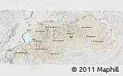 Shaded Relief Panoramic Map of Rwanda, lighten, semi-desaturated