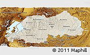Shaded Relief Panoramic Map of Rwanda, physical outside