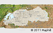 Shaded Relief Panoramic Map of Rwanda, satellite outside