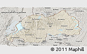 Shaded Relief Panoramic Map of Rwanda, semi-desaturated, land only