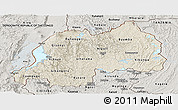 Shaded Relief Panoramic Map of Rwanda, semi-desaturated