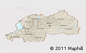 Shaded Relief Panoramic Map of Rwanda, single color outside