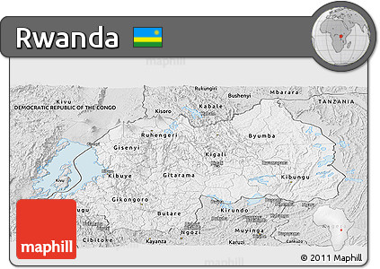 Silver Style Panoramic Map of Rwanda