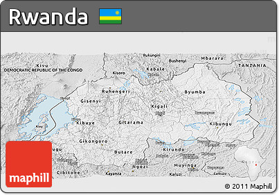 Silver Style Panoramic Map of Rwanda