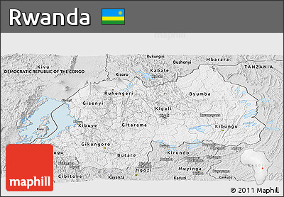 Silver Style Panoramic Map of Rwanda