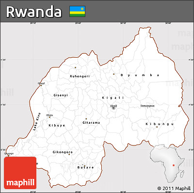 Classic Style Simple Map of Rwanda, cropped outside