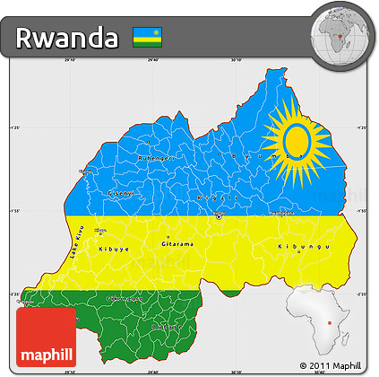 Flag Simple Map of Rwanda, single color outside