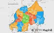 Political Simple Map of Rwanda, single color outside, borders and labels