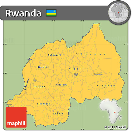 Savanna Style Simple Map of Rwanda, cropped outside