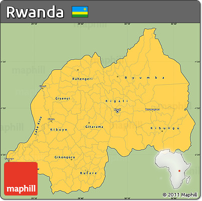 Savanna Style Simple Map of Rwanda, cropped outside