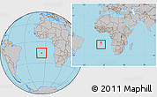 Gray Location Map of Saint Helena, within the entire continent