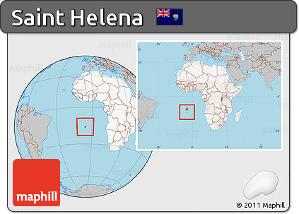 Gray Location Map of Saint Helena, highlighted continent, within the entire continent