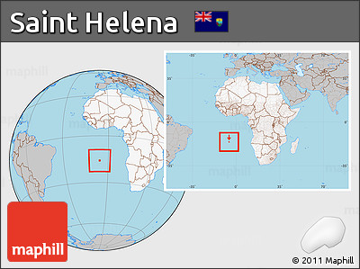Gray Location Map of Saint Helena, highlighted continent, within the entire continent