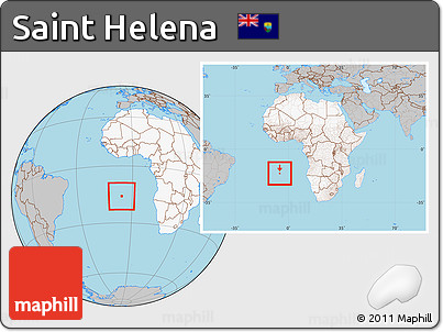 Gray Location Map of Saint Helena, highlighted continent, within the entire continent