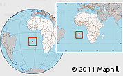 Gray Location Map of Saint Helena, highlighted continent, within the entire continent