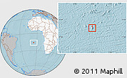 Gray Location Map of Saint Helena, highlighted continent, hill shading