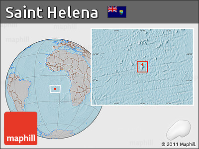 Gray Location Map of Saint Helena, hill shading outside