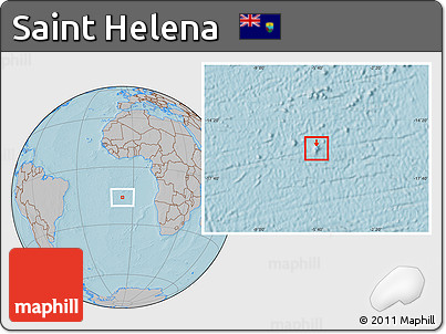 Gray Location Map of Saint Helena, hill shading outside