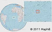 Gray Location Map of Saint Helena, lighten, desaturated, land only, hill shading