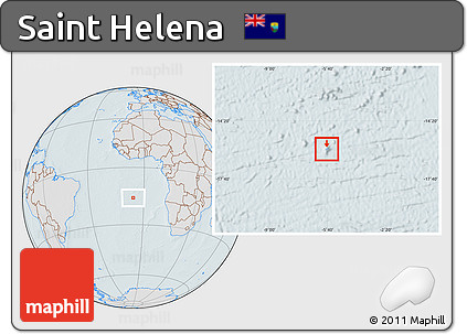 Gray Location Map of Saint Helena, lighten, hill shading