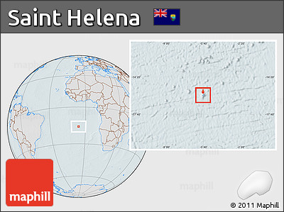 Gray Location Map of Saint Helena, lighten, hill shading