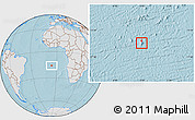 Gray Location Map of Saint Helena, lighten, land only, hill shading