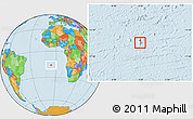 Gray Location Map of Saint Helena, political outside, hill shading