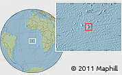 Gray Location Map of Saint Helena, savanna style outside, hill shading