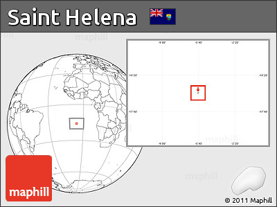 Physical Location Map of Saint Helena, blank outside