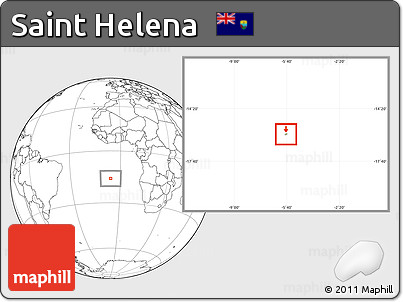 Physical Location Map of Saint Helena, blank outside