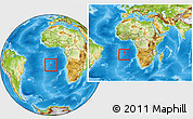 Physical Location Map of Saint Helena, within the entire continent