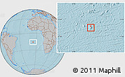 Physical Location Map of Saint Helena, gray outside, hill shading