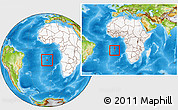 Physical Location Map of Saint Helena, highlighted continent, within the entire continent