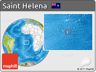 Physical Location Map of Saint Helena, highlighted continent