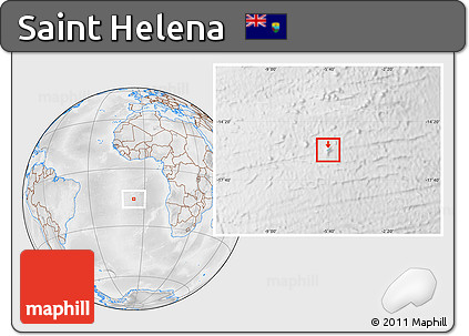 Physical Location Map of Saint Helena, lighten, desaturated