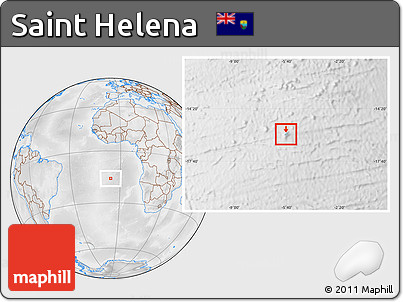 Physical Location Map of Saint Helena, lighten, desaturated