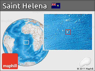 Physical Location Map of Saint Helena, lighten, desaturated, land only